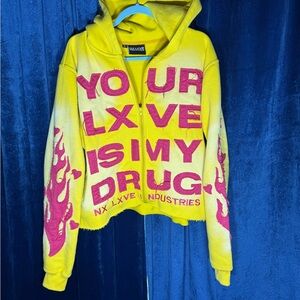 NX LXVE INDUSTRIES Yellow and Pink Kids Hoodie